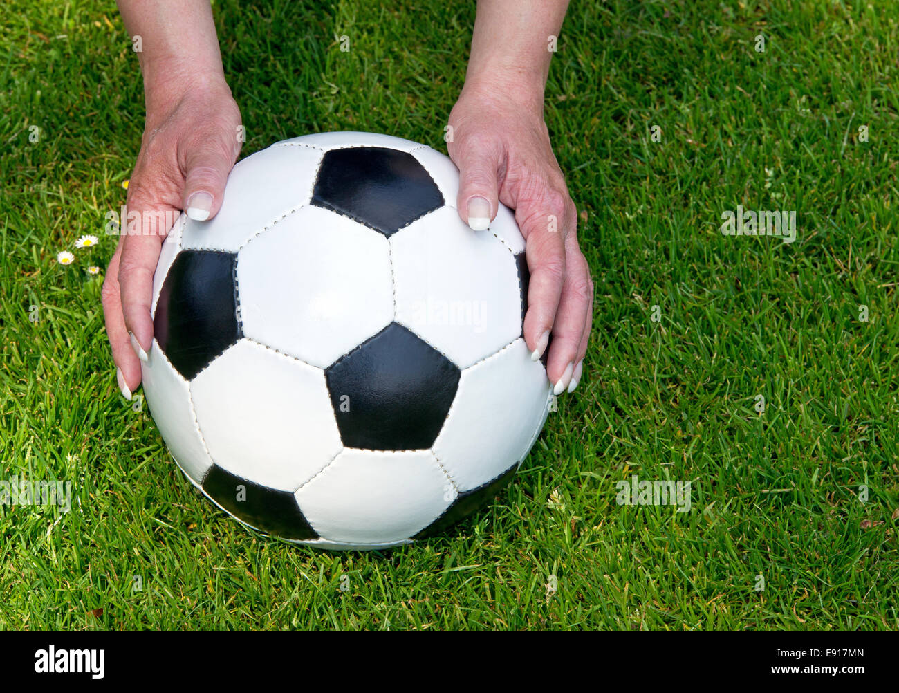 Lady with Soccer Ball Stock Photo