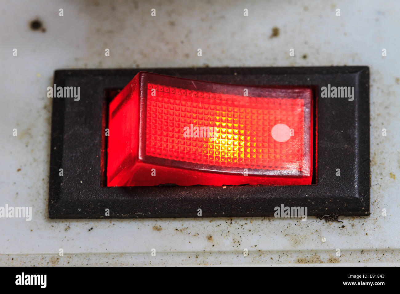 old device panel with detailed light power switch button Stock Photo ...
