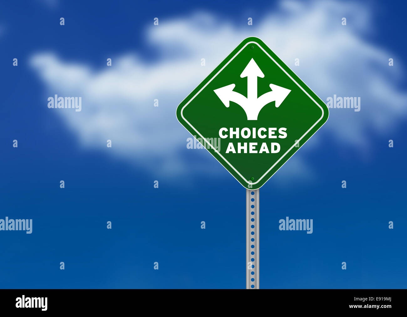 Choices Ahead Road Sign Stock Photo