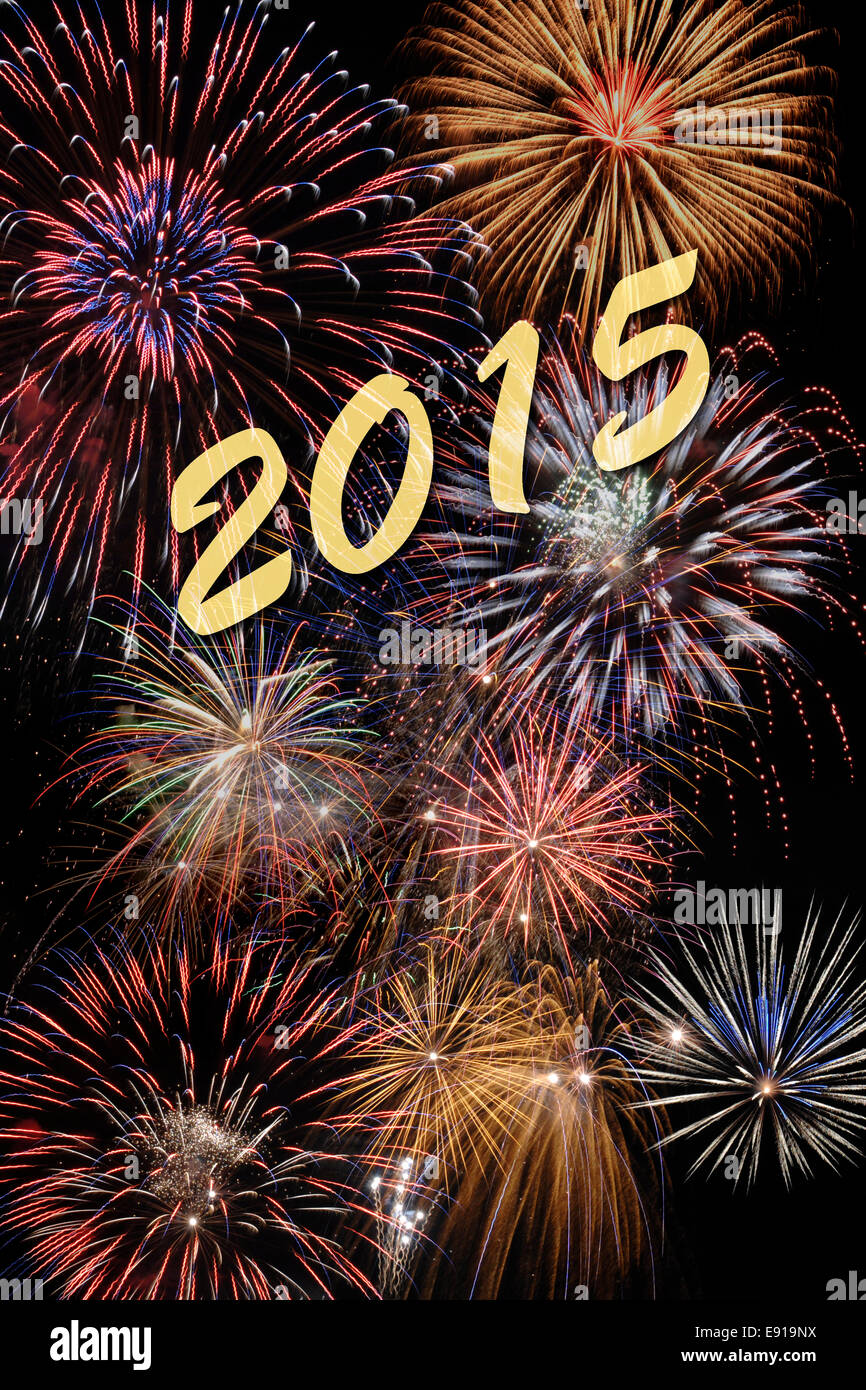 new year 2015 with firework Stock Photo