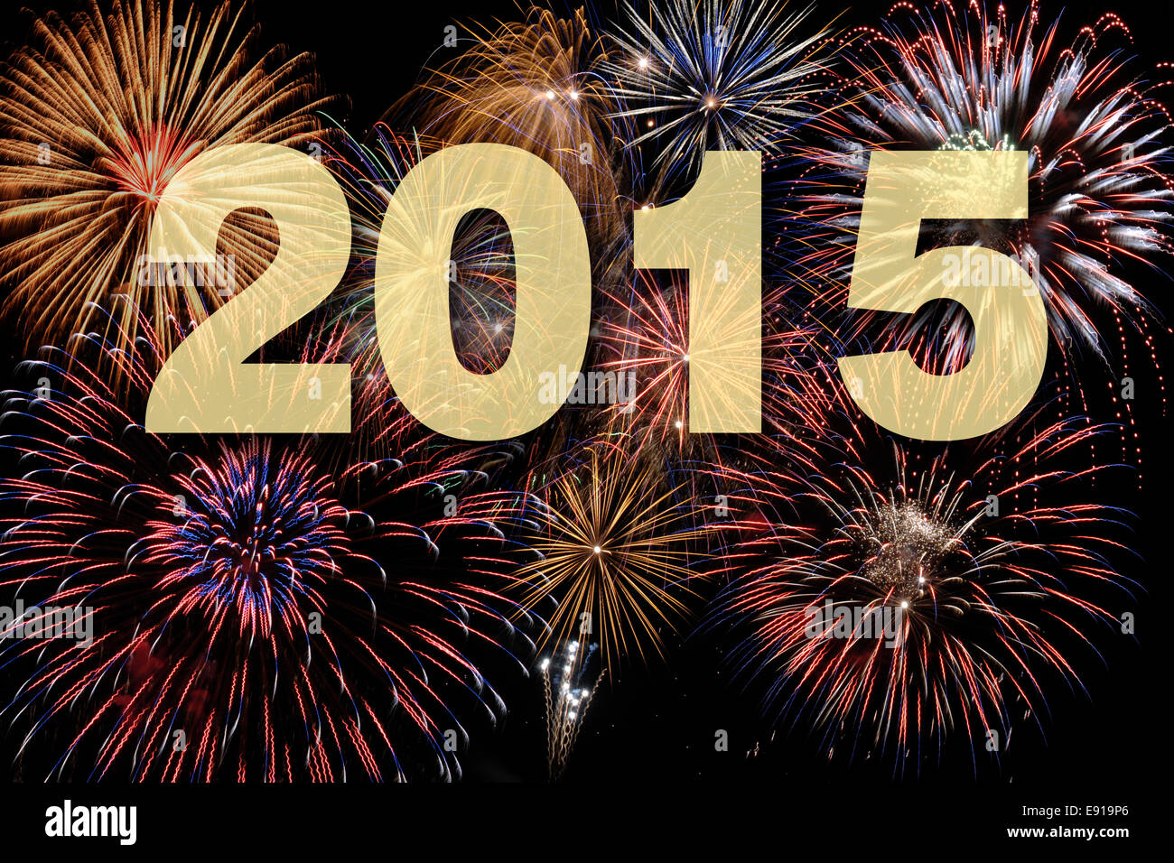 new year 2015 with firework Stock Photo