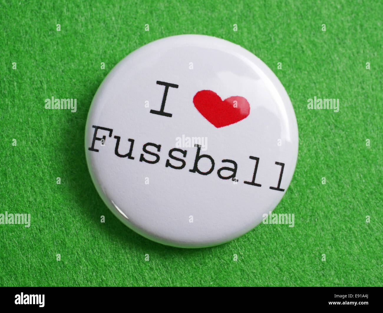 Button - I love Fussball Stock Photo