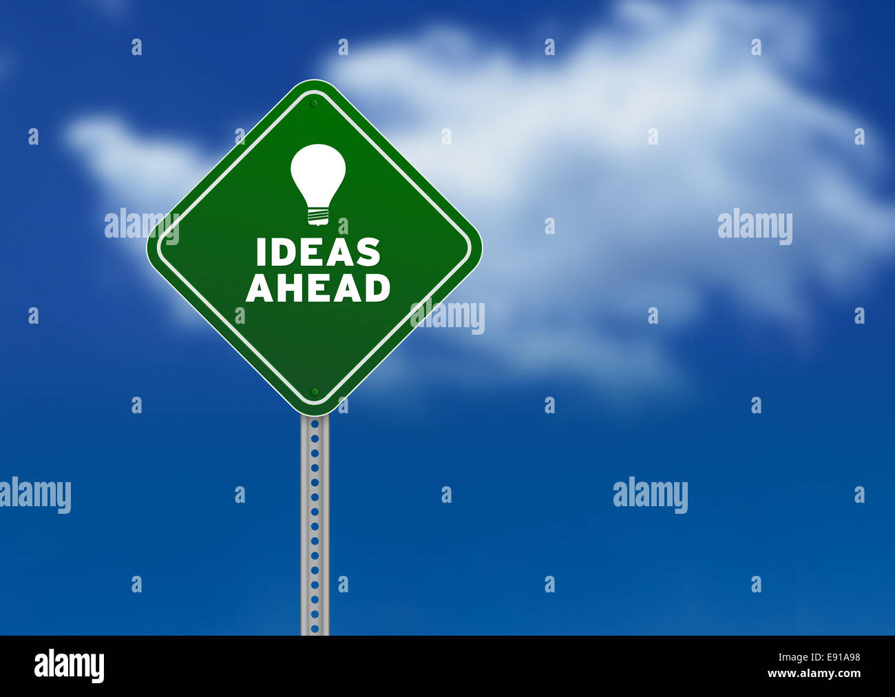 Ideas Ahead Road Sign Stock Photo