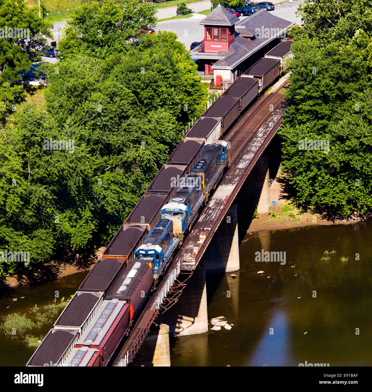 Aerial view Harpers Ferry rail station Stock Photo