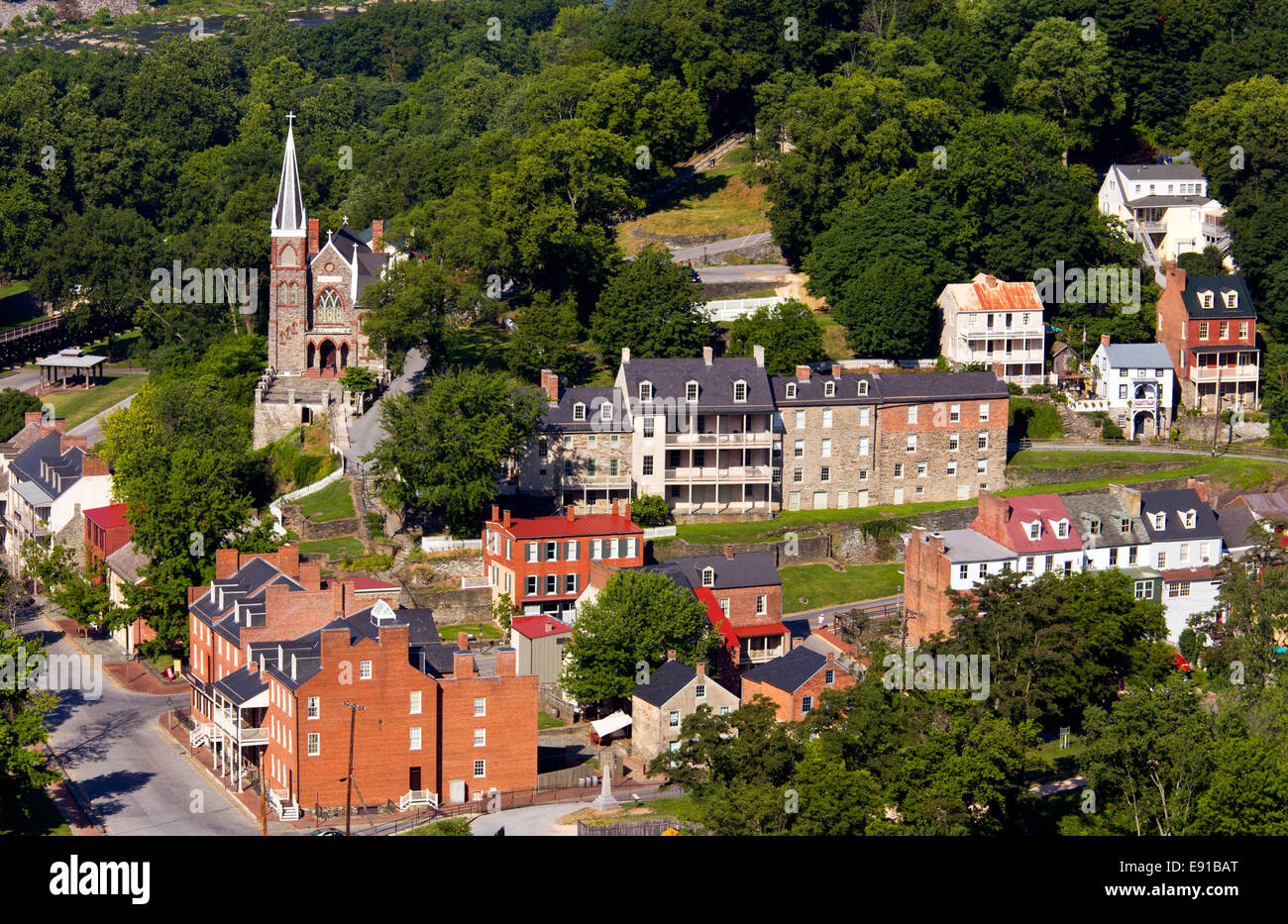 Aerial view Harpers Ferry national park Stock Photo