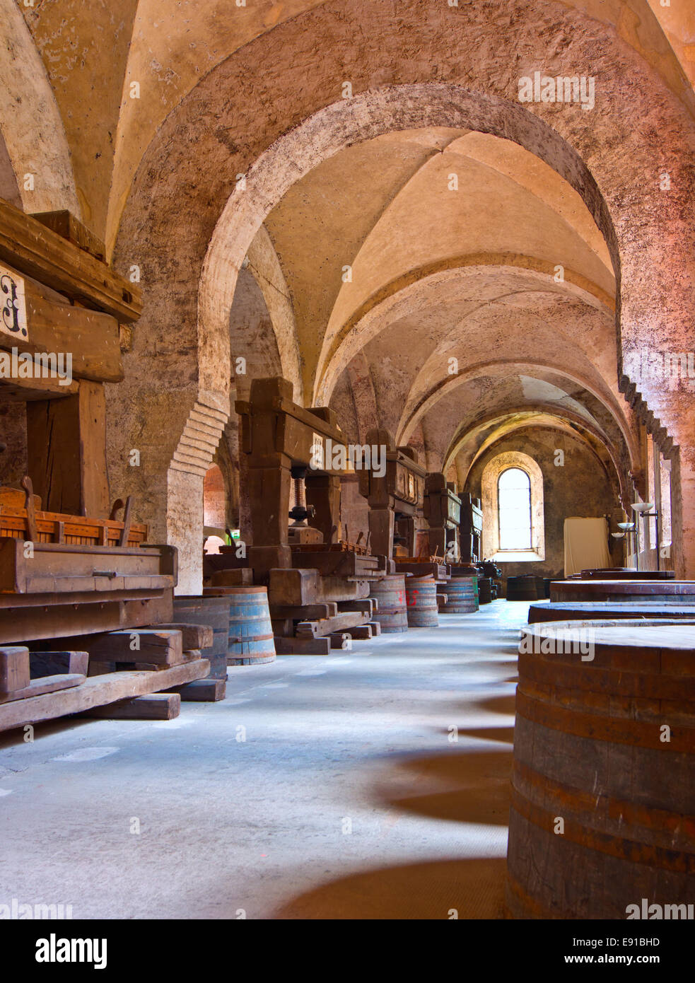 Wine cellar of Eberbach Abbey Stock Photo