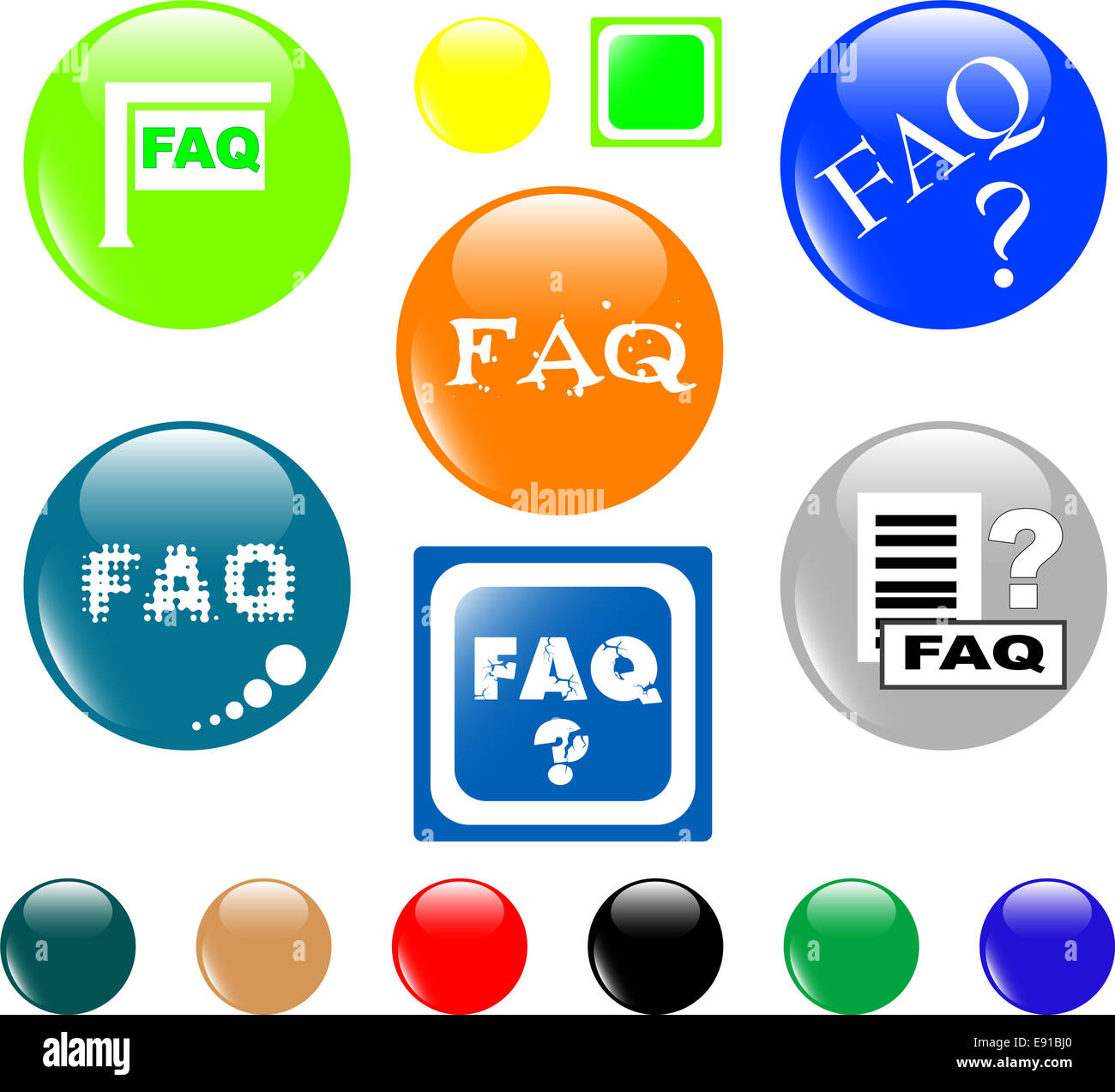button FAQ various colored icon Stock Photo - Alamy