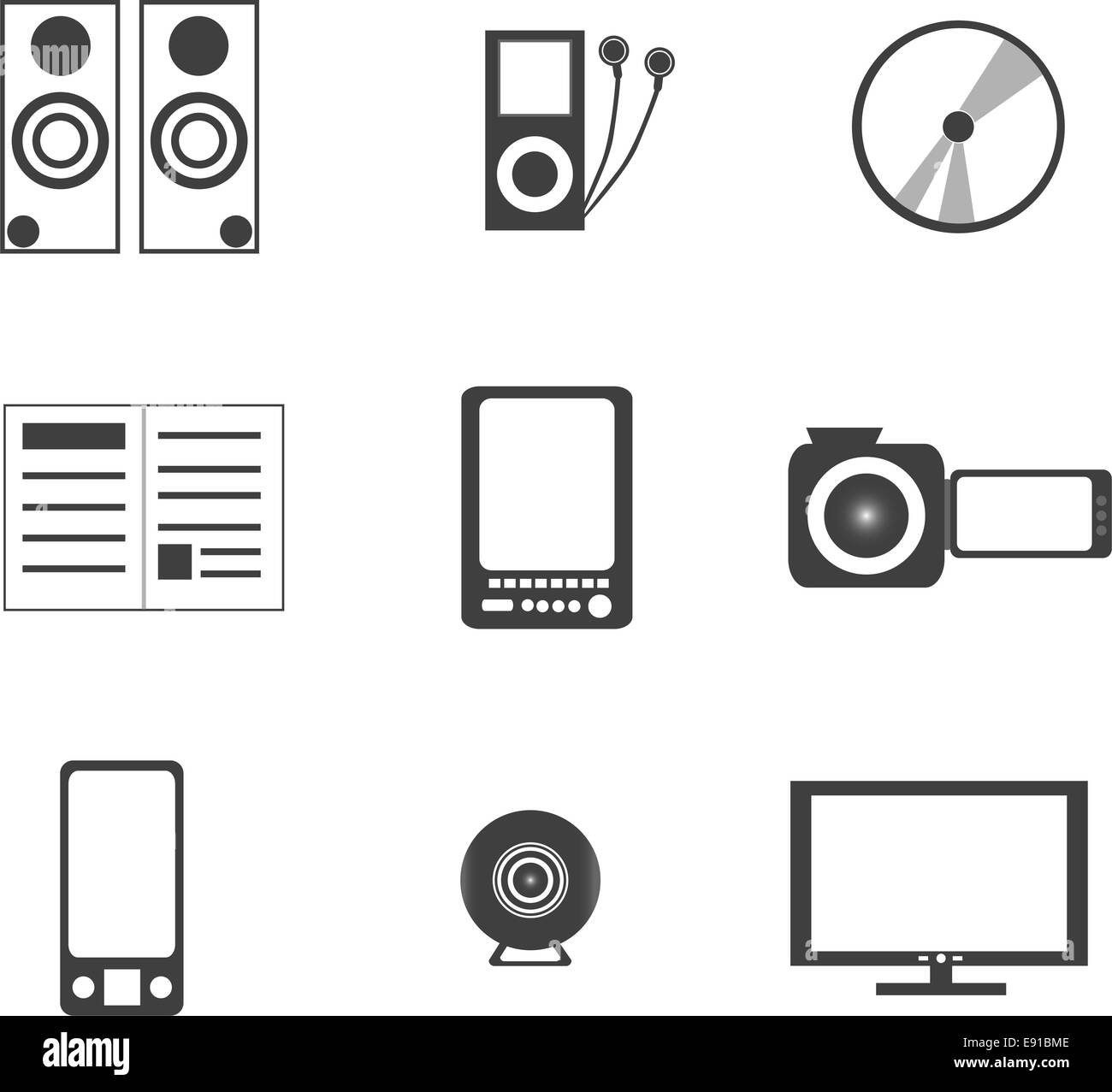 digital media electronics equipment icons Stock Photo