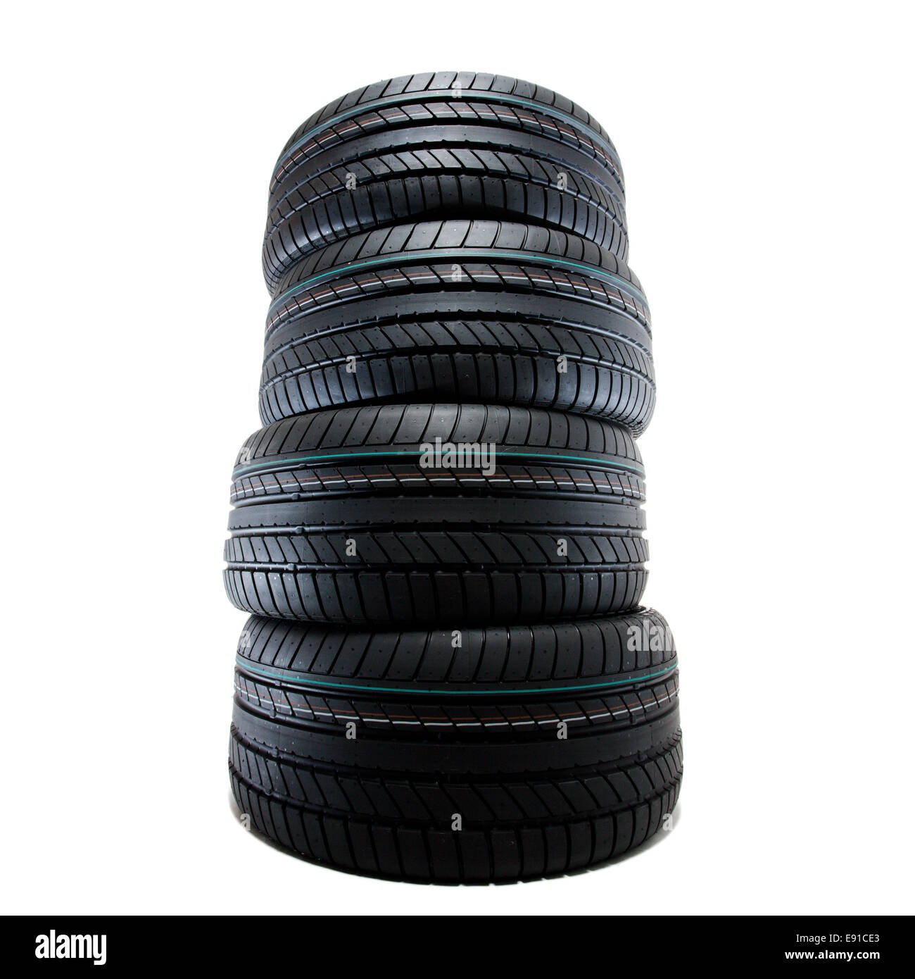 new sport summer tires stacked Stock Photo
