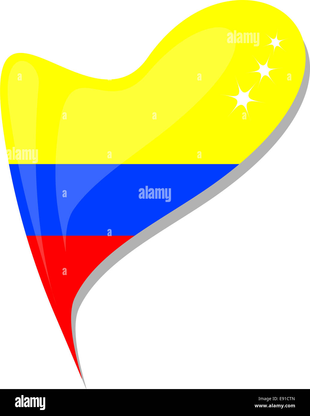 colombia flag button heart shape. Stock Photo