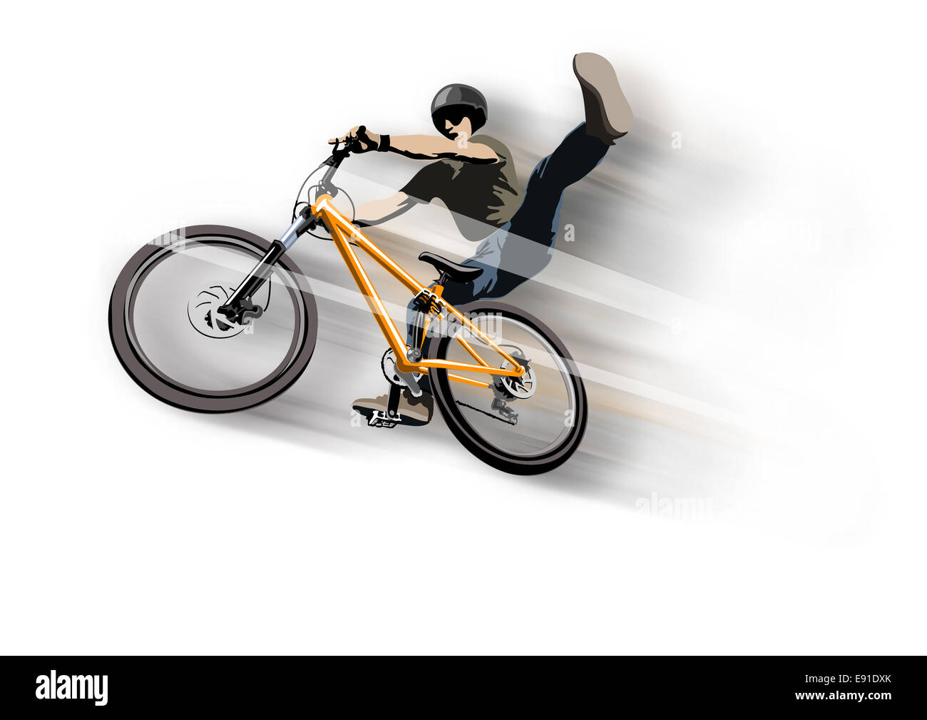 Jumping biker, illustration Stock Photo