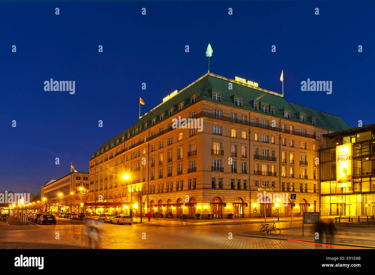Hotel Adlon by night Stock Photo