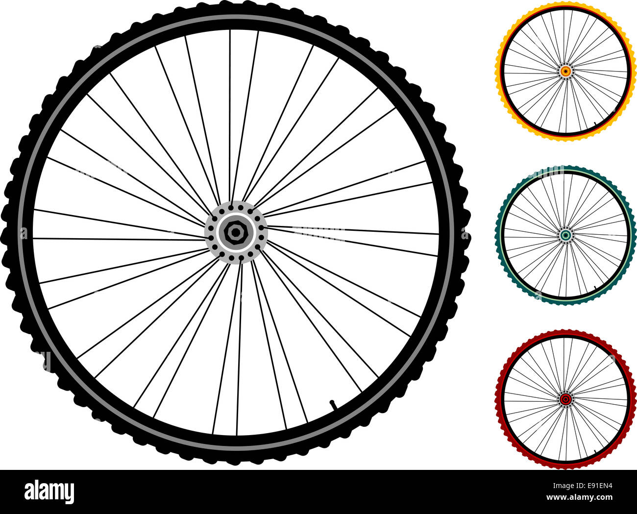 set bicycle wheels isolated on white Stock Photo Alamy