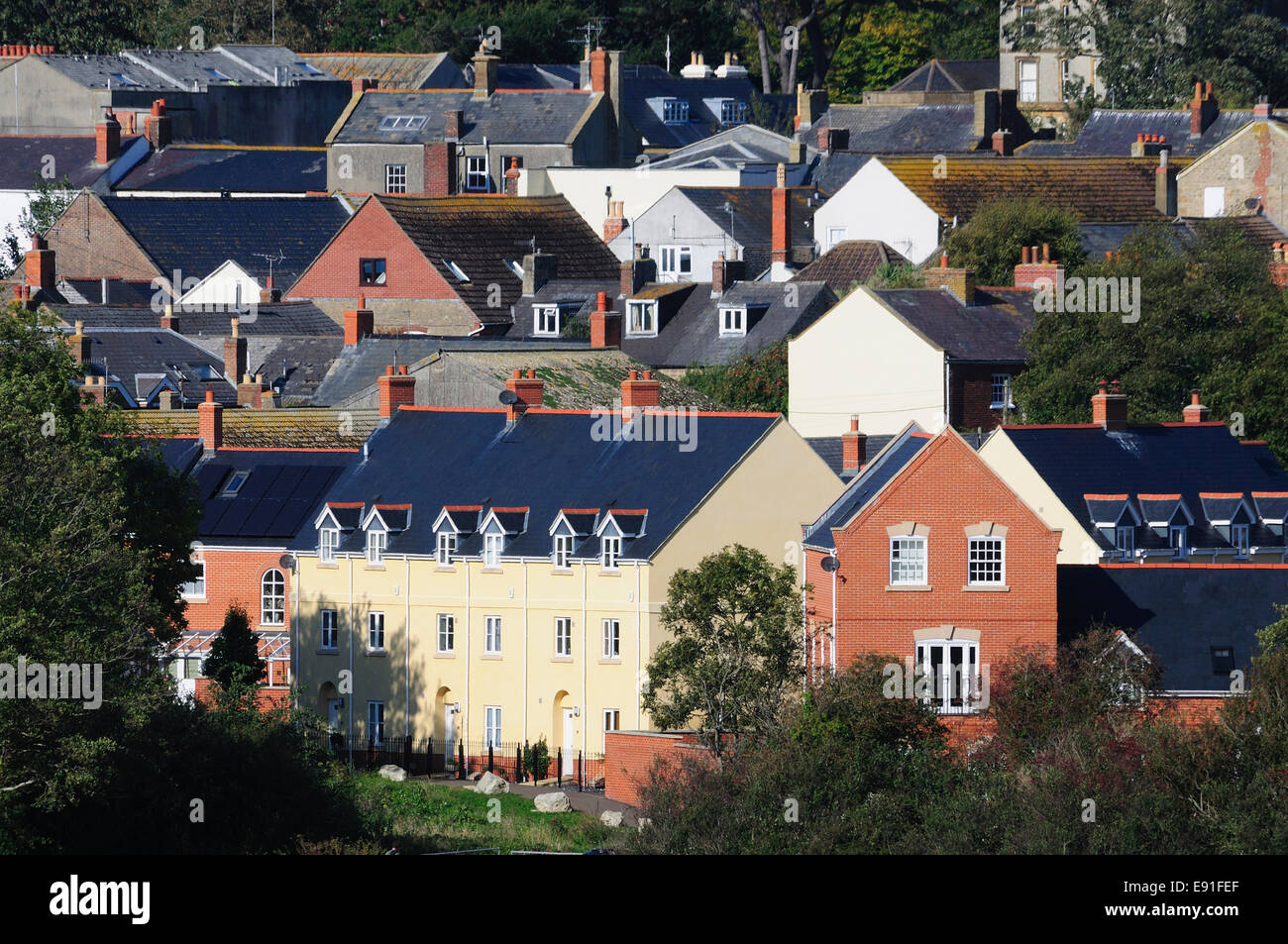 A view of Bridport town with New Zealand leading to Folly Mill Lane