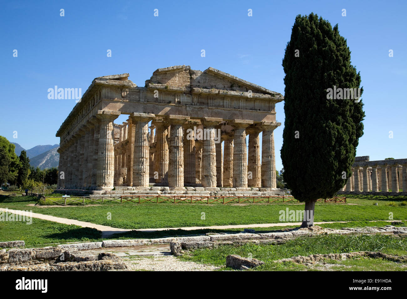 Temple of Poseidon at Paestum Stock Photo