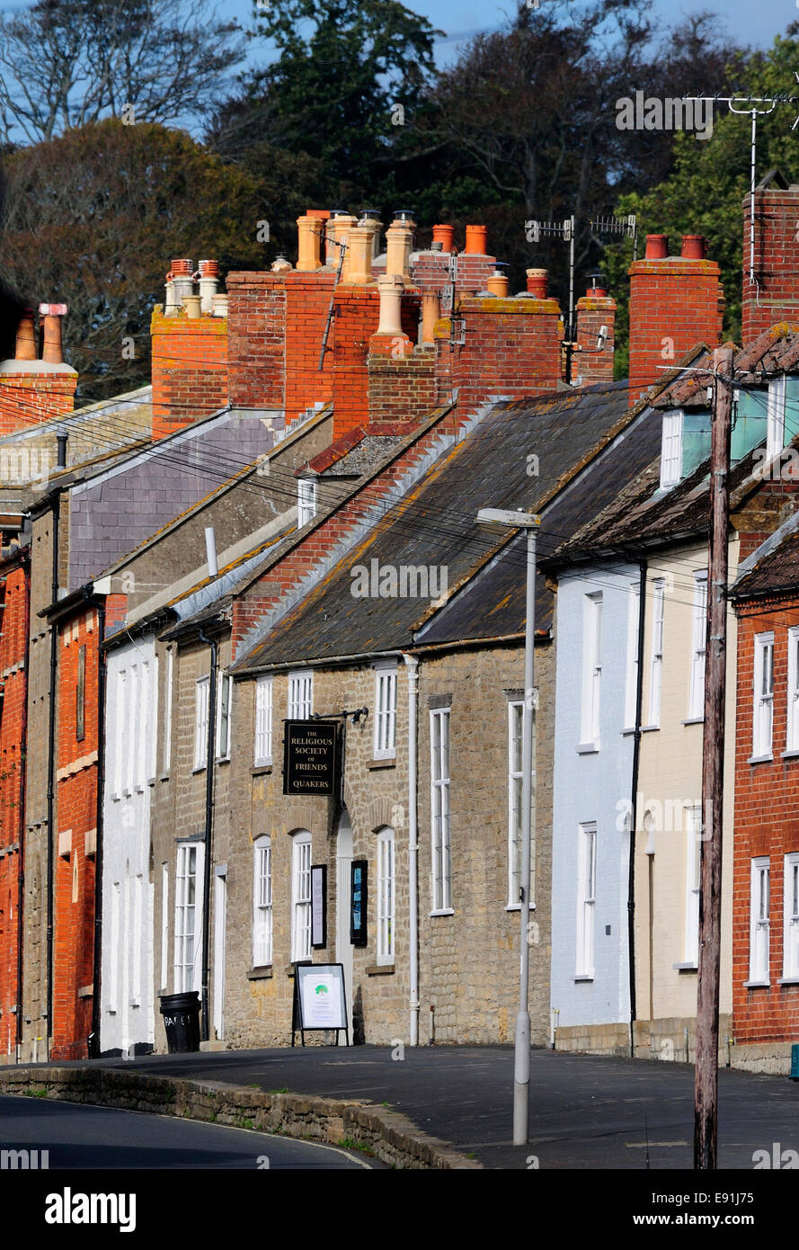 A view of the beautiful cottages in South Street Bridport Dorset UK