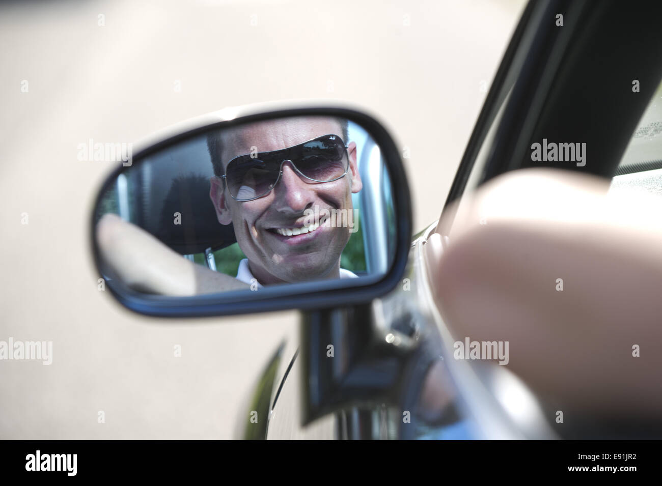 Cool guy in a car Stock Photo