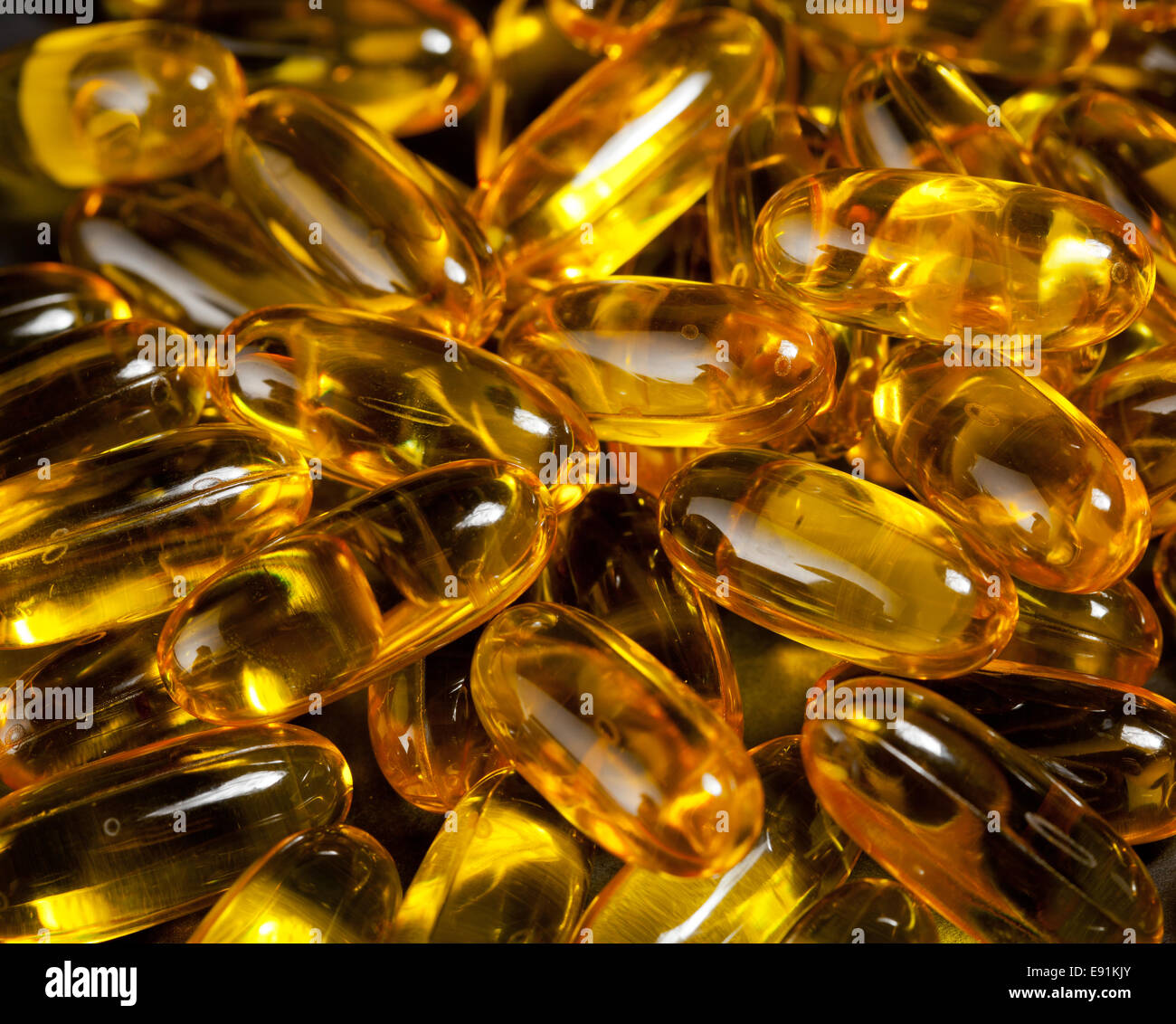 Close up of fish oil capsules Stock Photo