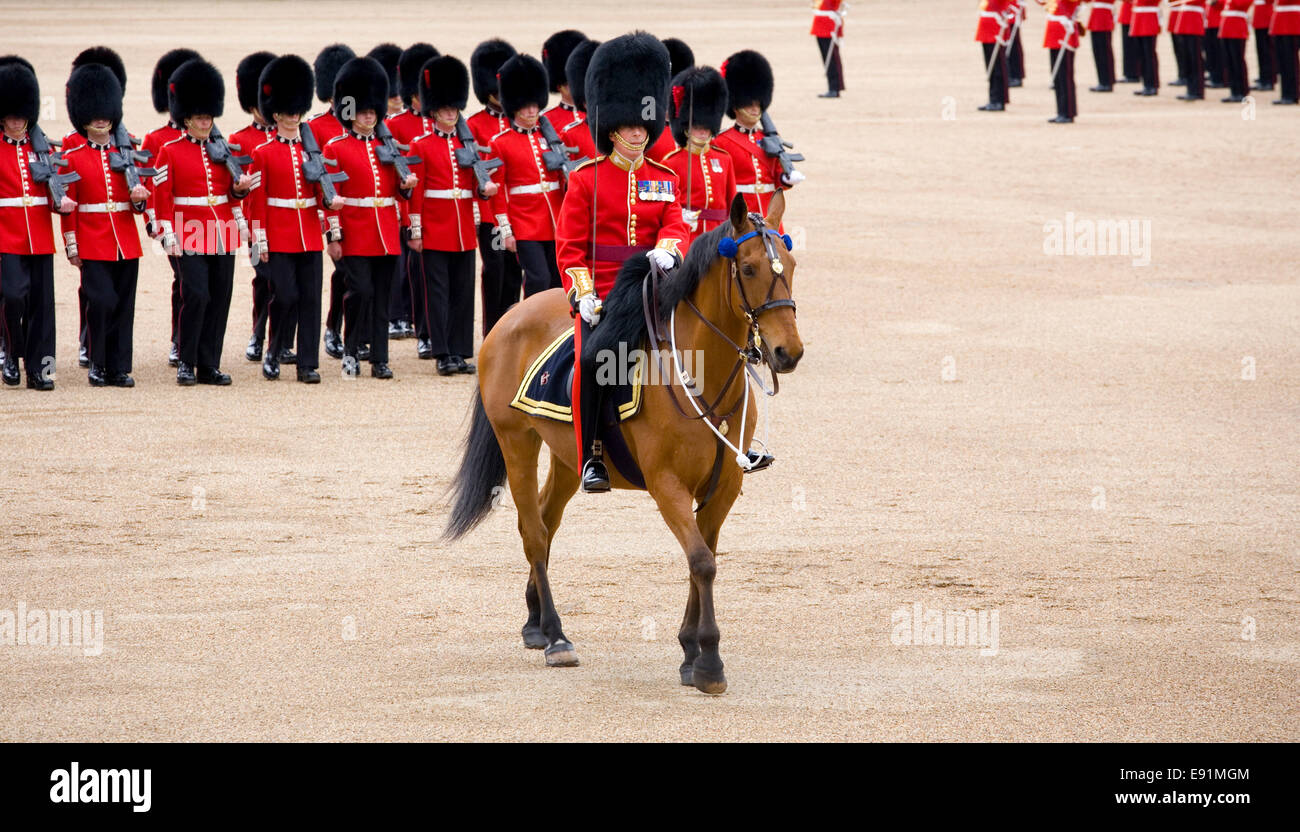London, Greater London, England. Major of the Parade riding ahead of No. 1 Guard at the Colonel's Review ceremony. Stock Photo