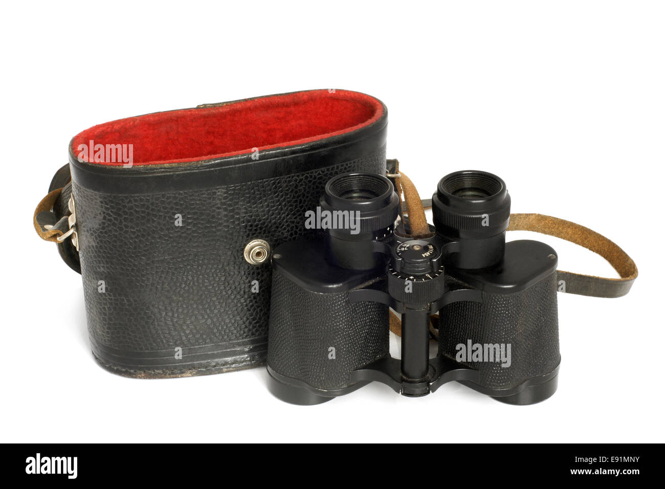 Old binoculars and leather case Stock Photo Alamy