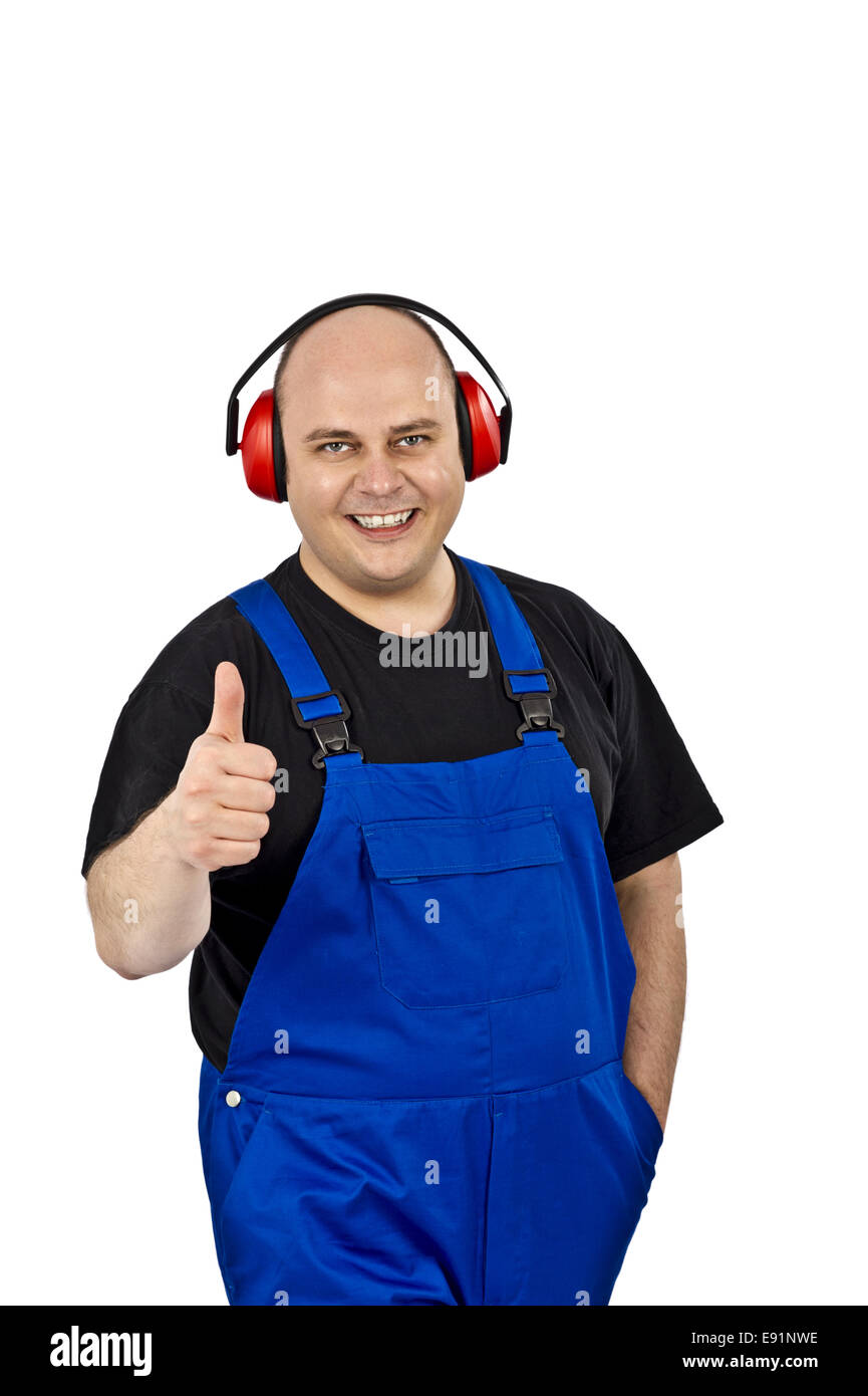Construction workers with hearing protection Stock Photo Alamy