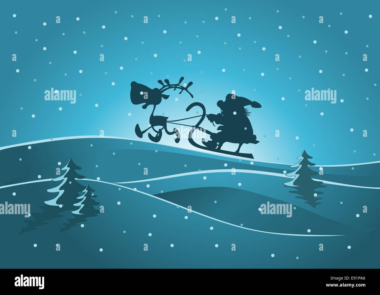 Santa Claus with a sleigh Stock Photo