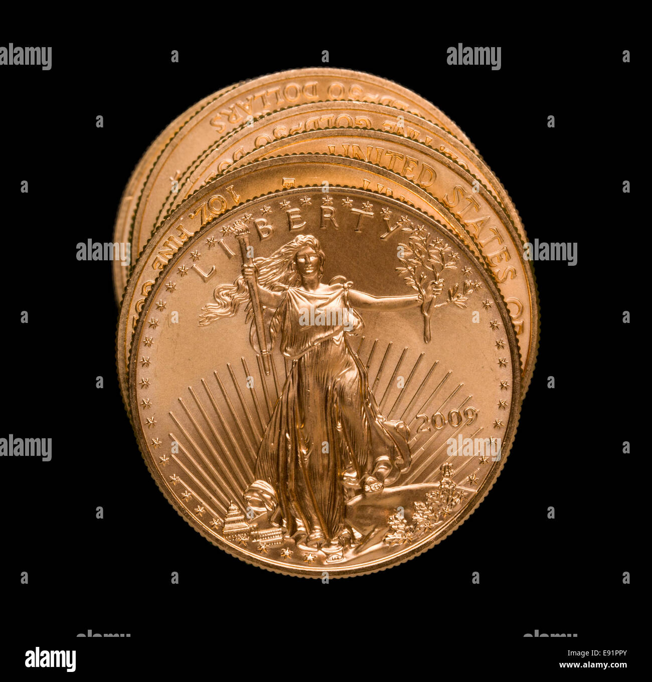 Stack Of Golden Eagle Coins Stock Photo 74413219 Alamy