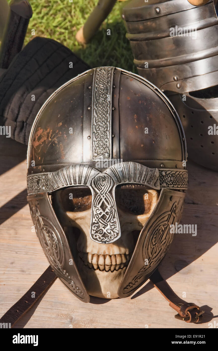 A skull in the helm Stock Photo