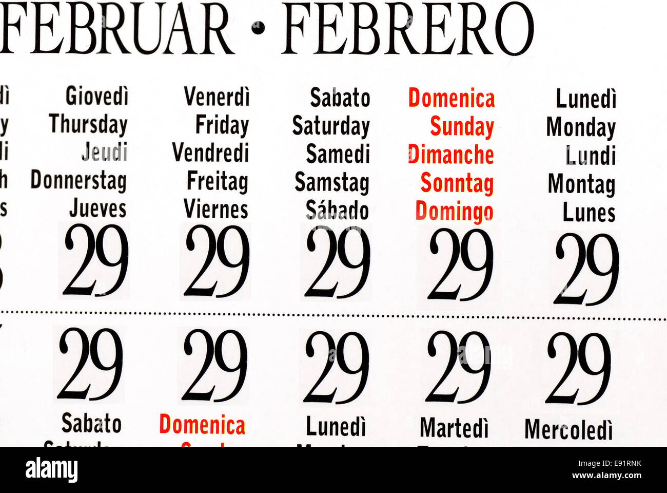 Leap year calendar hires stock photography and images Alamy