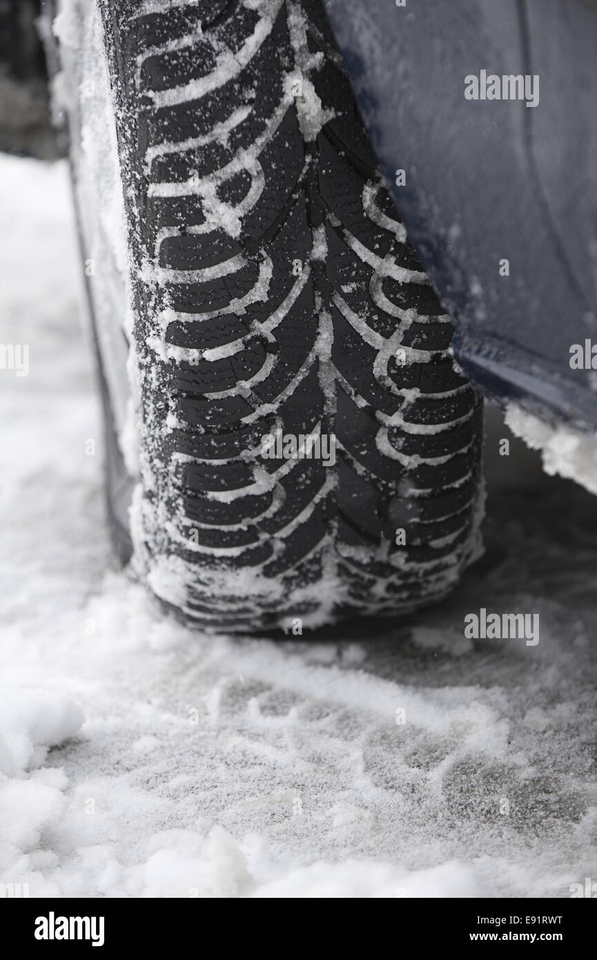 Winter tires on a car Stock Photo
