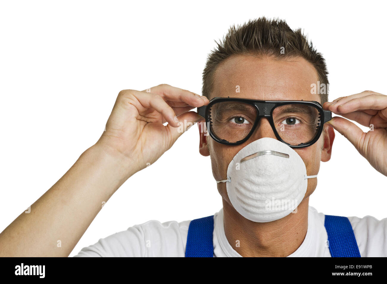 Workers with masks Stock Photo Alamy