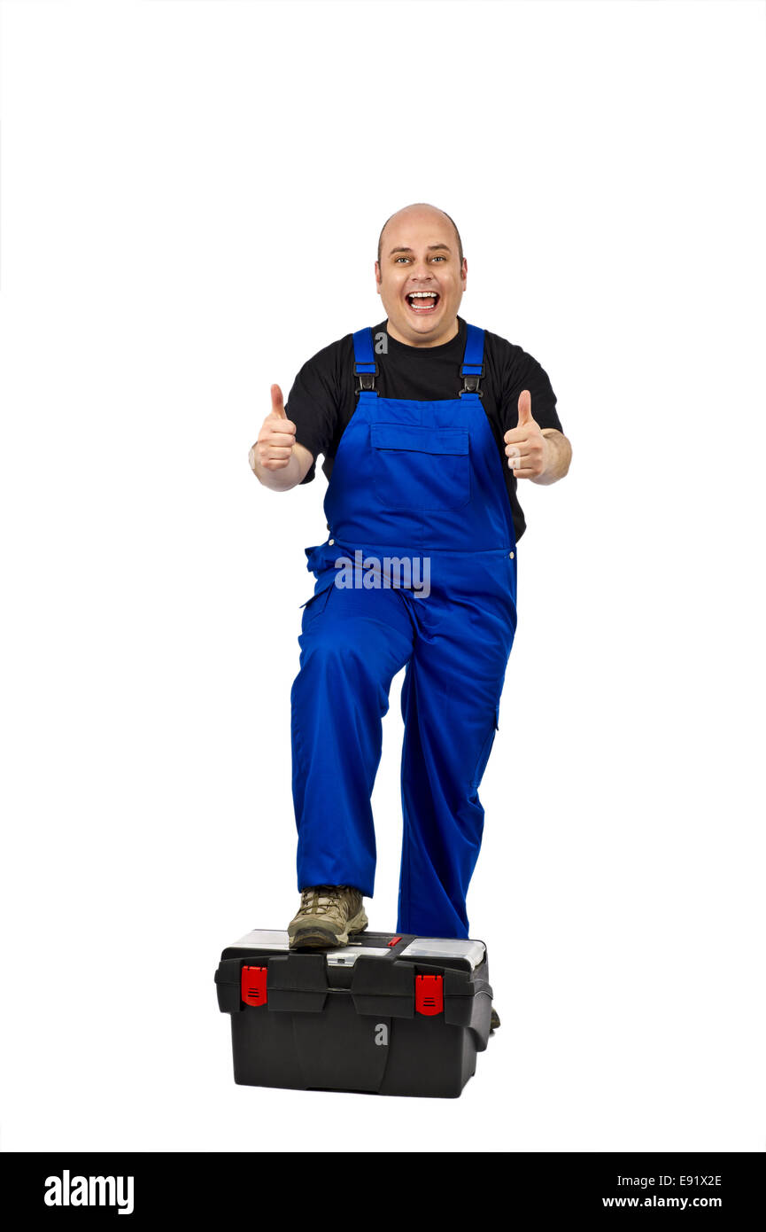 Worker with a toolbox Stock Photo