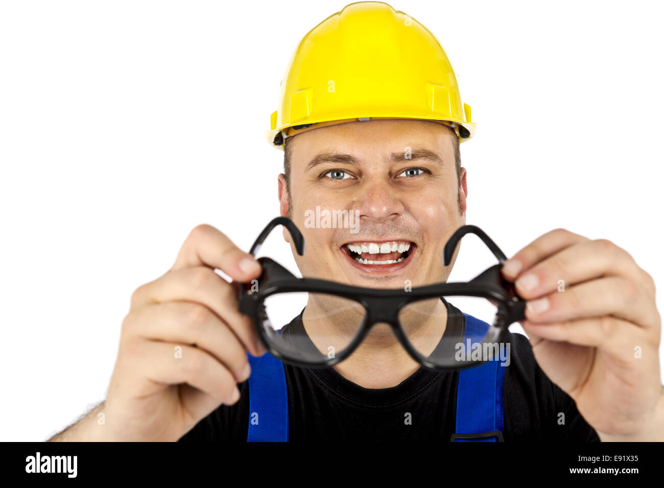 Construction worker with Head Protection Stock Photo Alamy