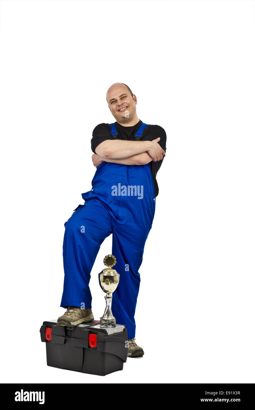 Craftsman with a tool box Stock Photo