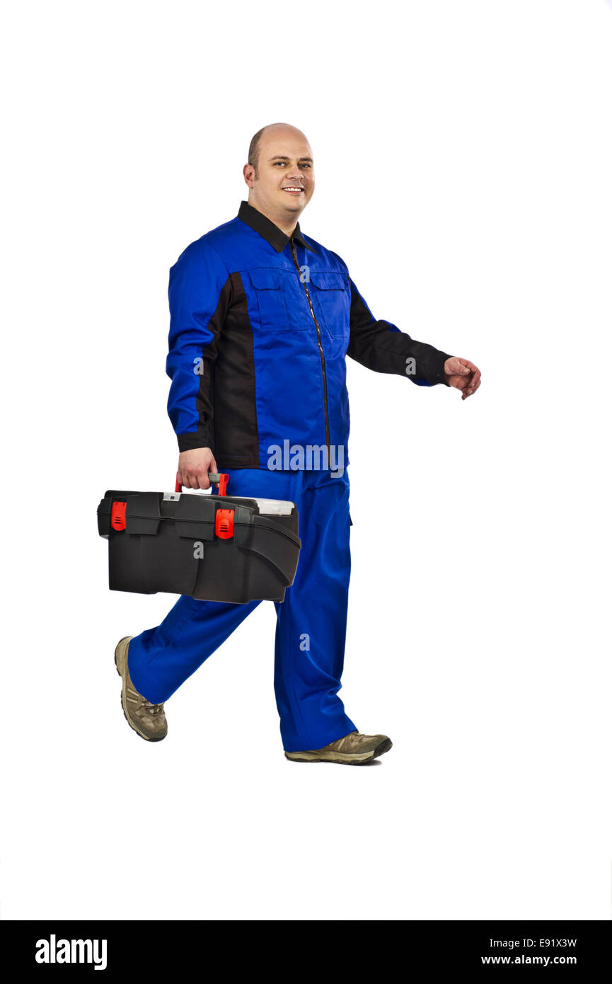 Craftsman with a tool box Stock Photo