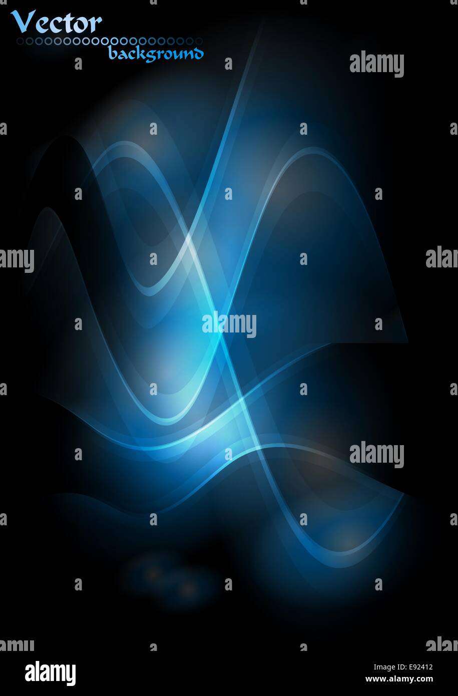 illustration of glowing waves on dark background Stock Photo - Alamy