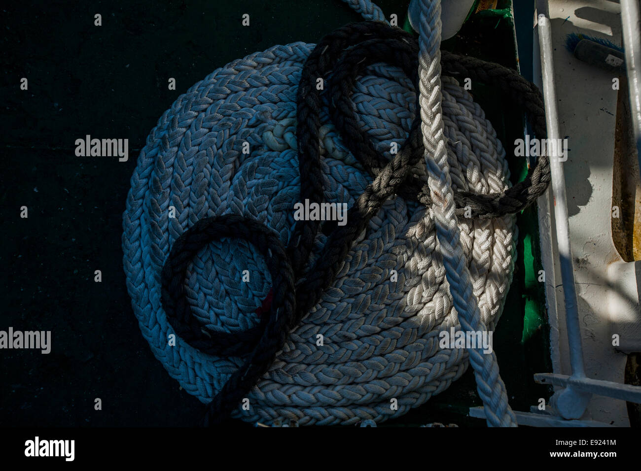 Folded rope on ship Stock Photo - Alamy