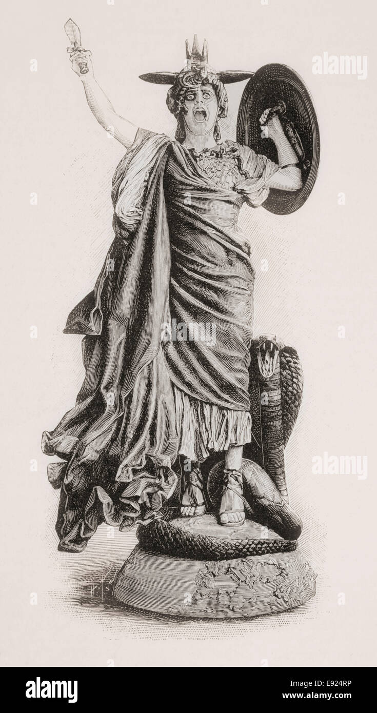 Bellona.  Ancient Roman goddess of war, after the statue by Jean-Léon Gérôme. Stock Photo