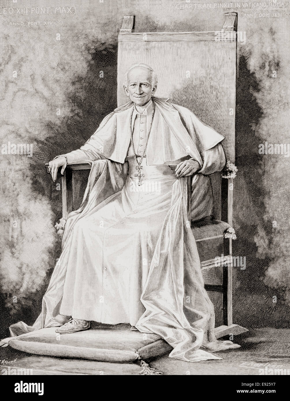 Pope Leo XIII, 1810 – 1903, born Vincenzo Gioacchino Raffaele Luigi Pecci, after the painting by Theobold Chartran exhibited in Stock Photo