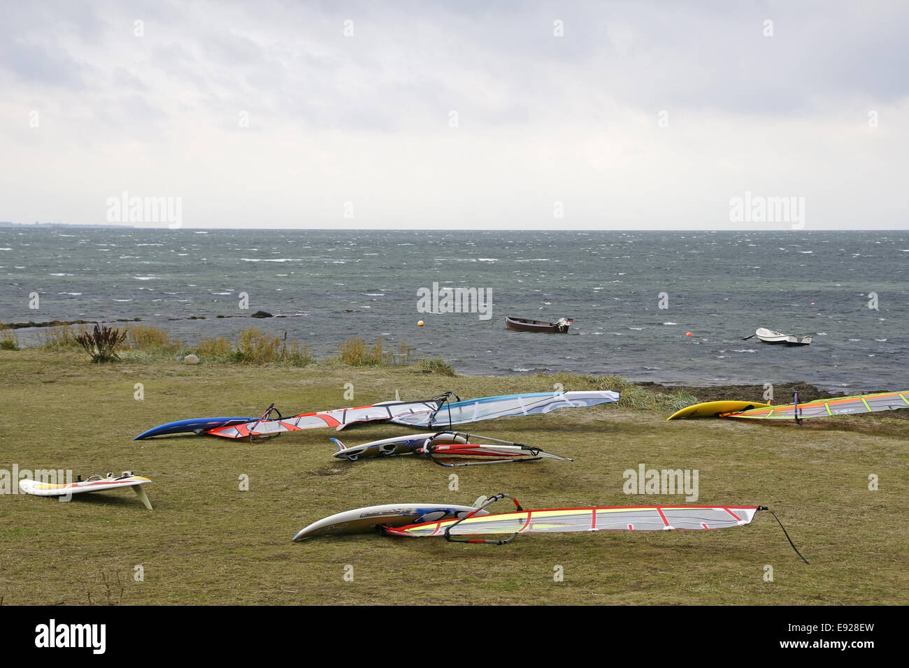 Surfboards on the german Baltic Sea Stock Photo