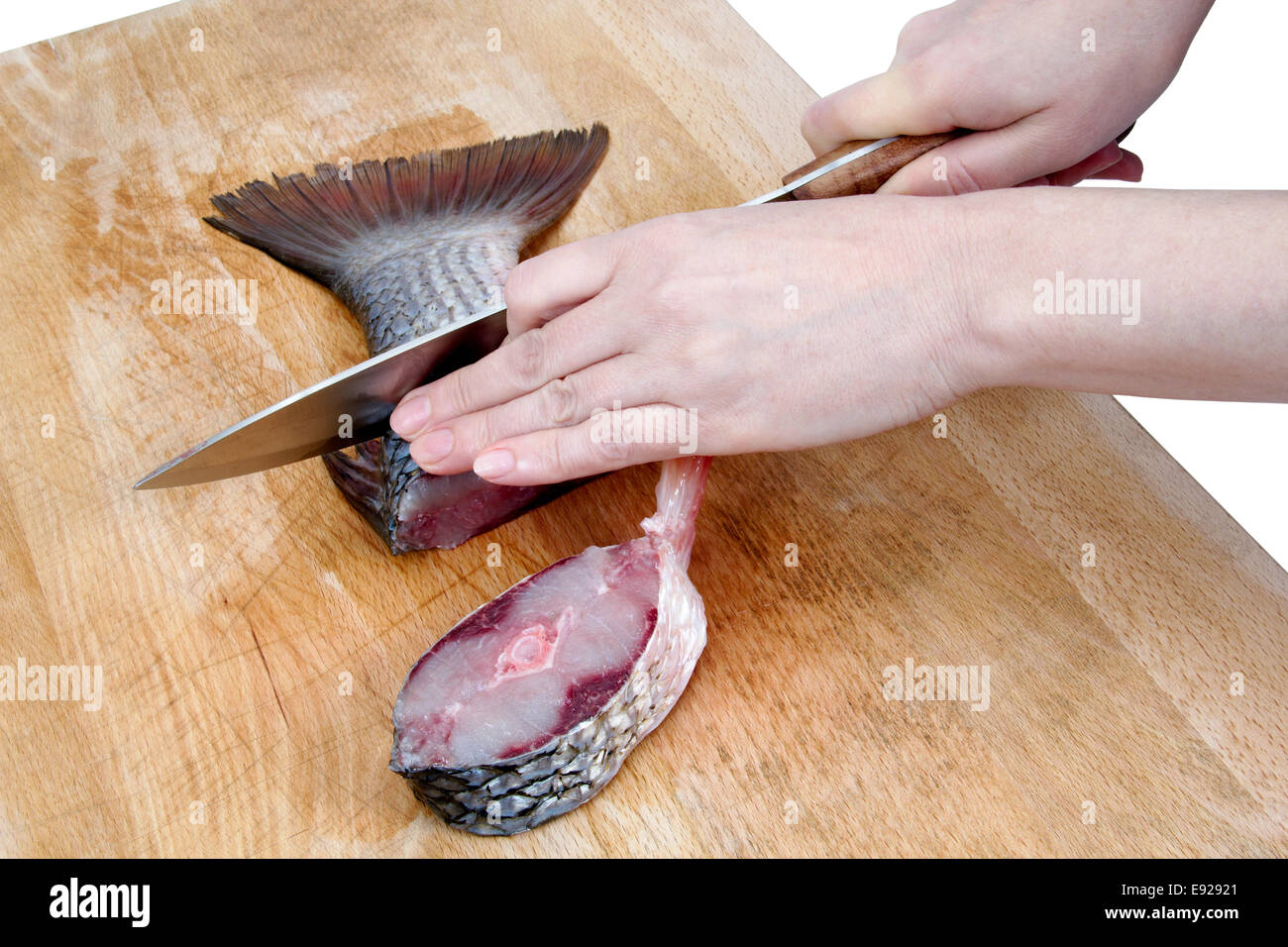 Cutting fish (isolated Stock Photo Alamy