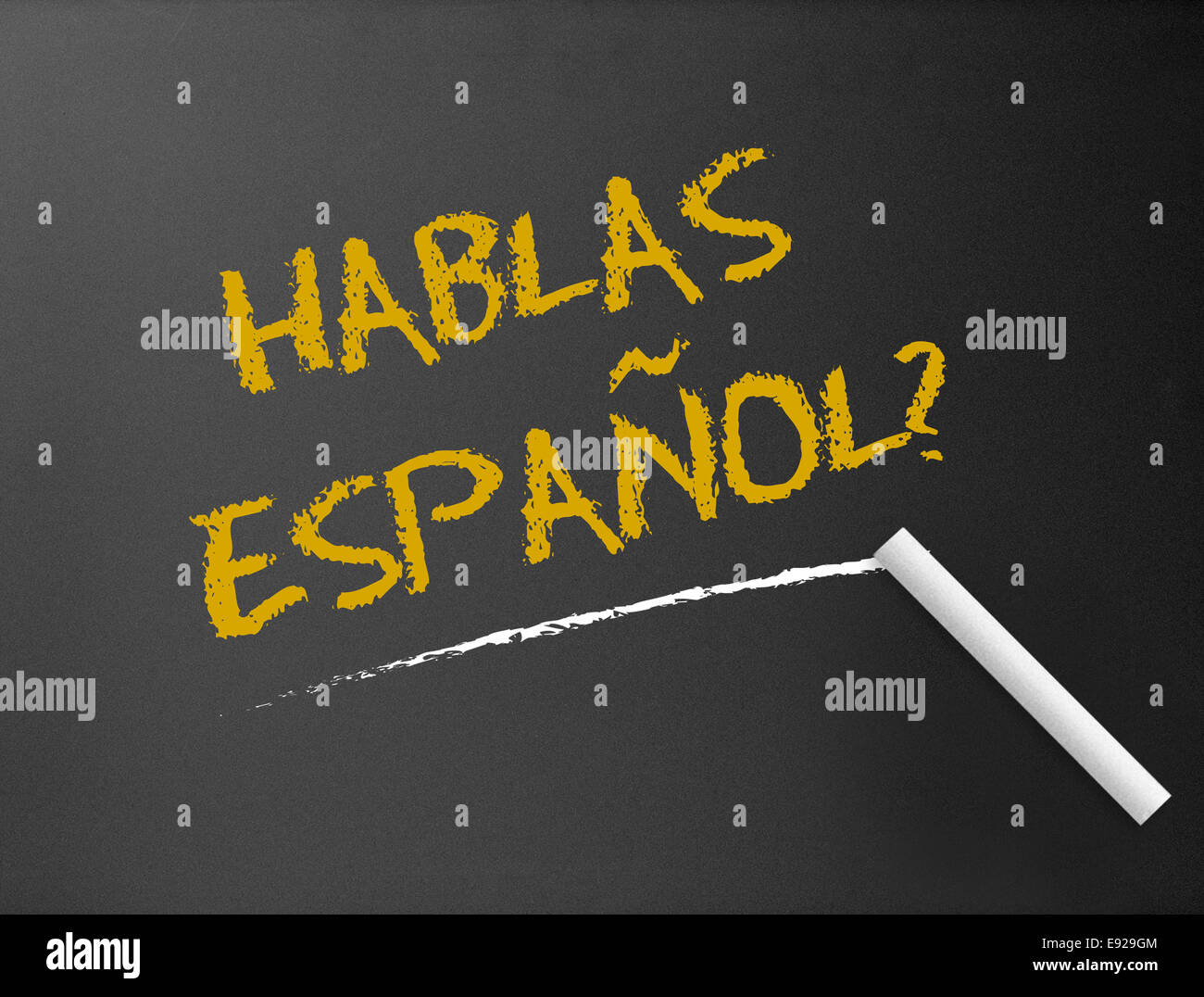 Chalkboard - Hablas Espanol Stock Photo