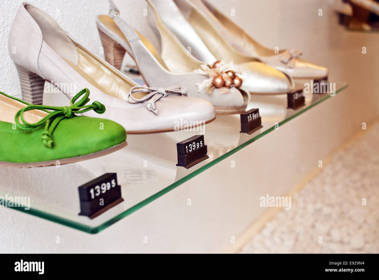 Shoes in the showcase Stock Photo