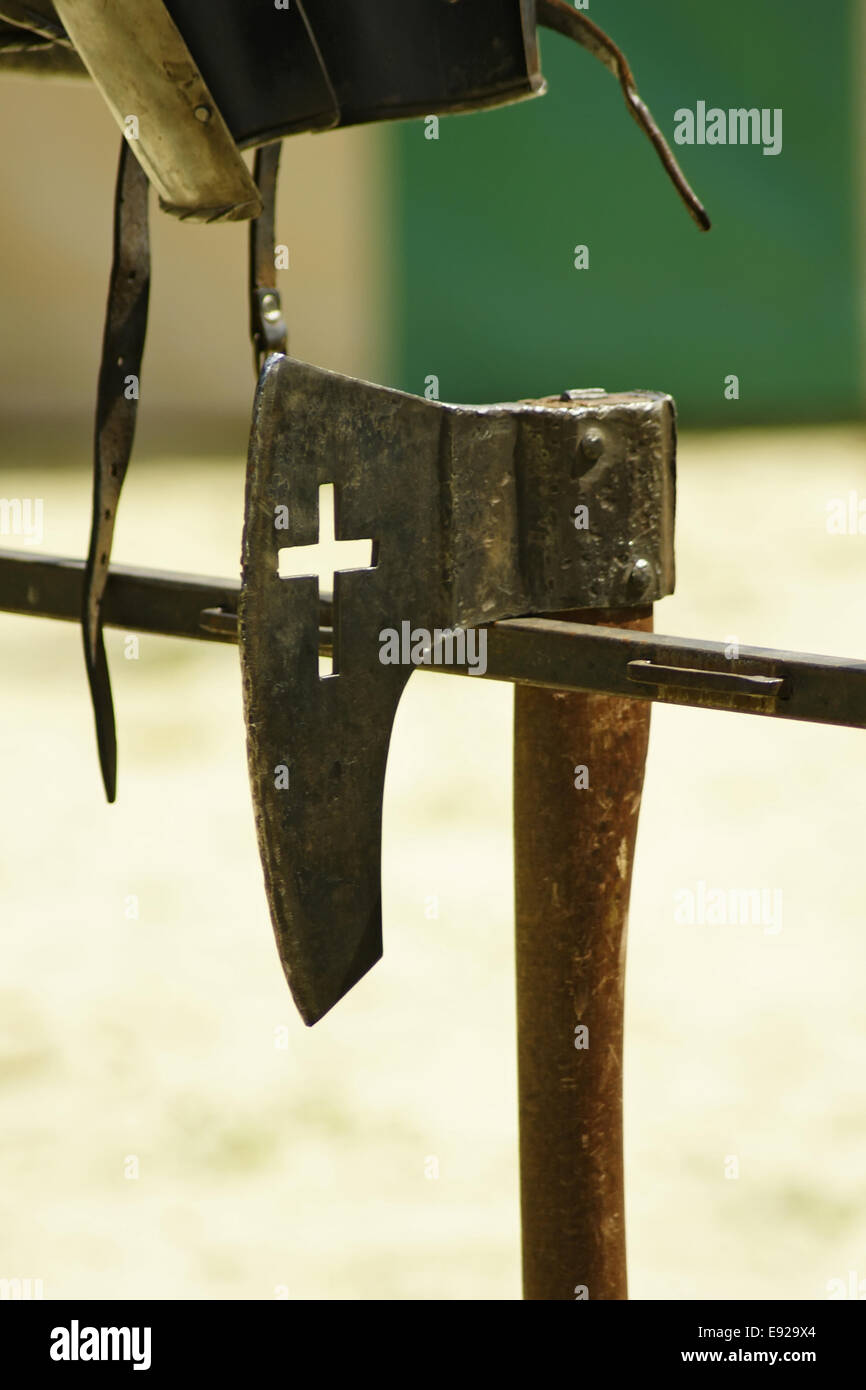 Battle axe from the middle ages Stock Photo