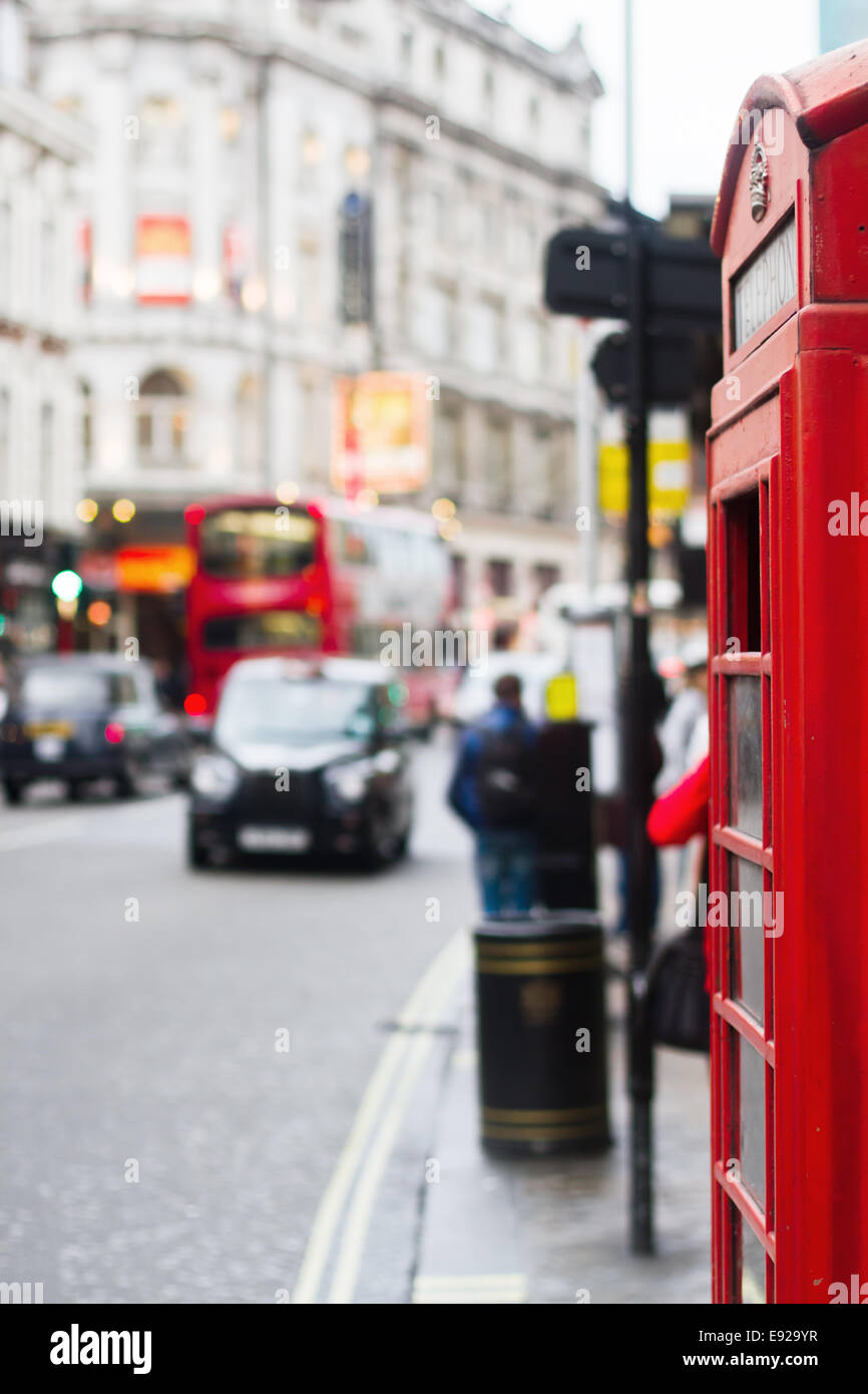street szene with callbox in London city Stock Photo