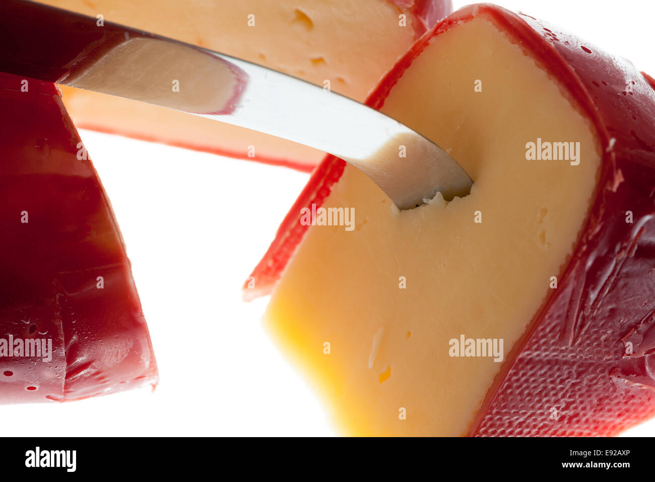 Round wax covered dutch edam gouda cheese Stock Photo Alamy