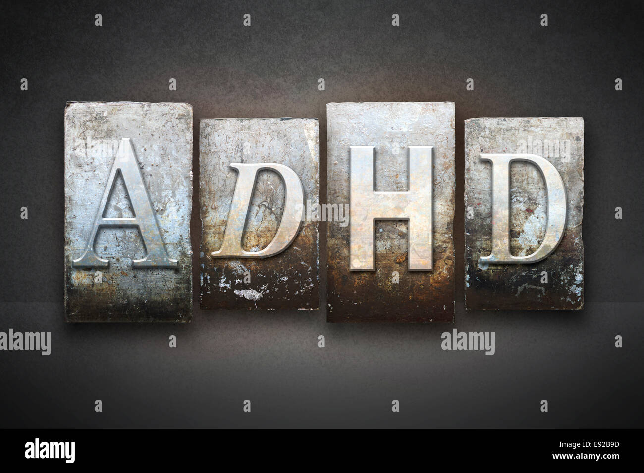 The letters ADHD written in vintage letterpress type Stock Photo Alamy