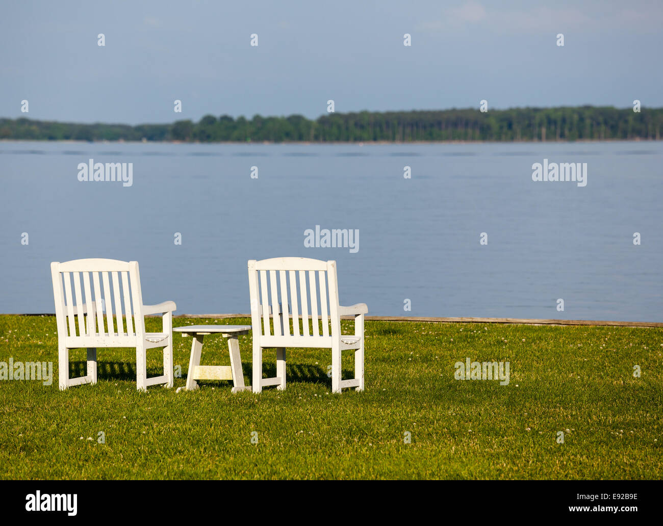 Pair of garden chairs by Chesapeake bay Stock Photo Alamy