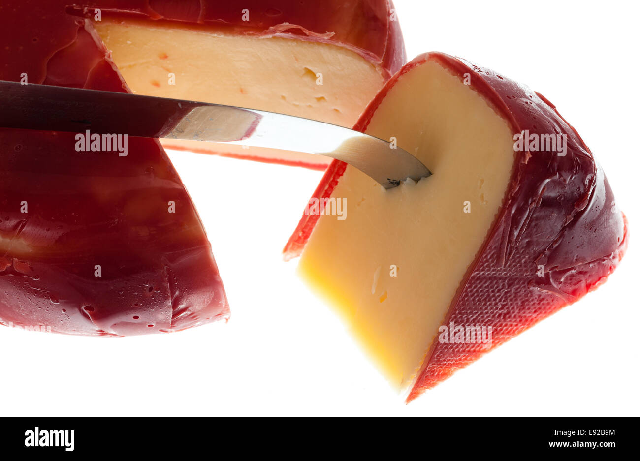 Round wax covered dutch edam gouda cheese Stock Photo - Alamy