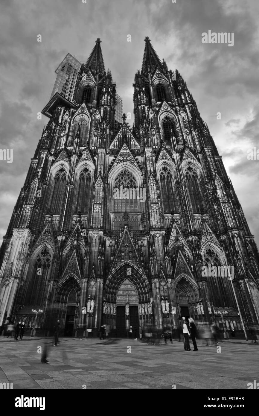 Cologne Cathedral in black and white Stock Photo